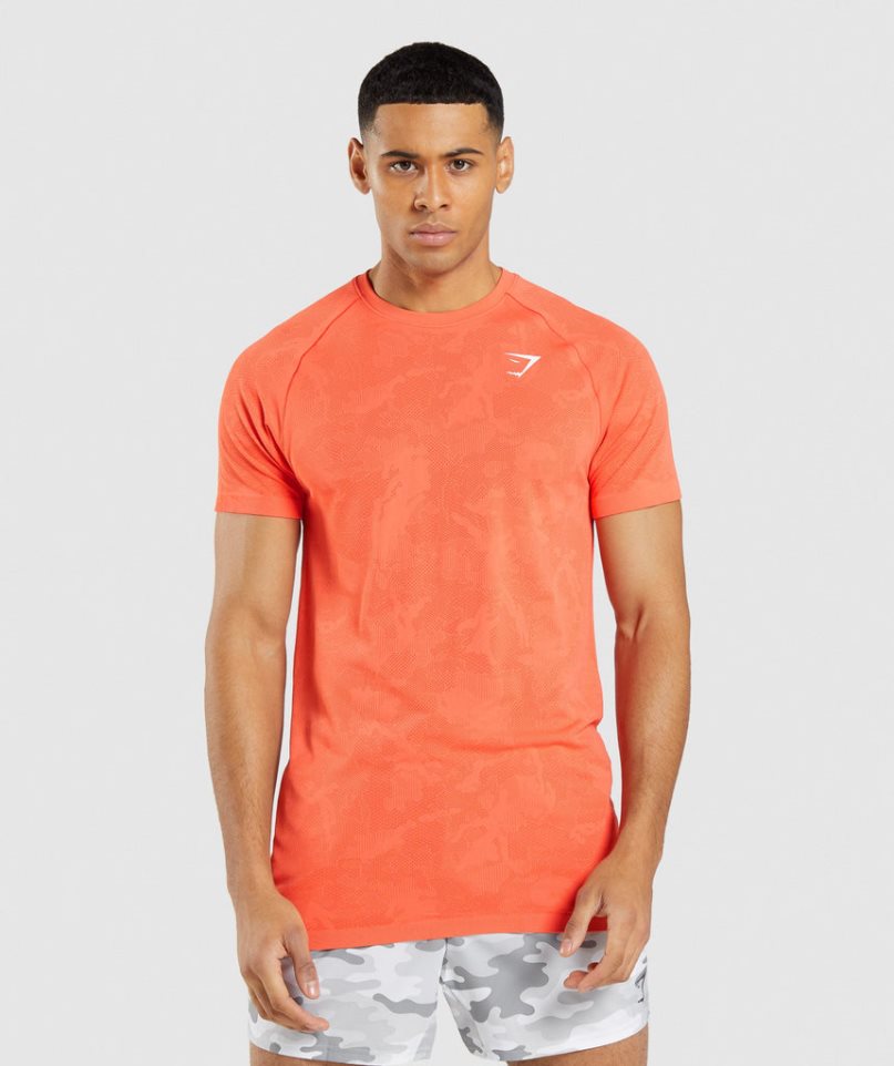 Camiseta Gymshark Geo Seamless Hombre Naranjas | MX 961PJU